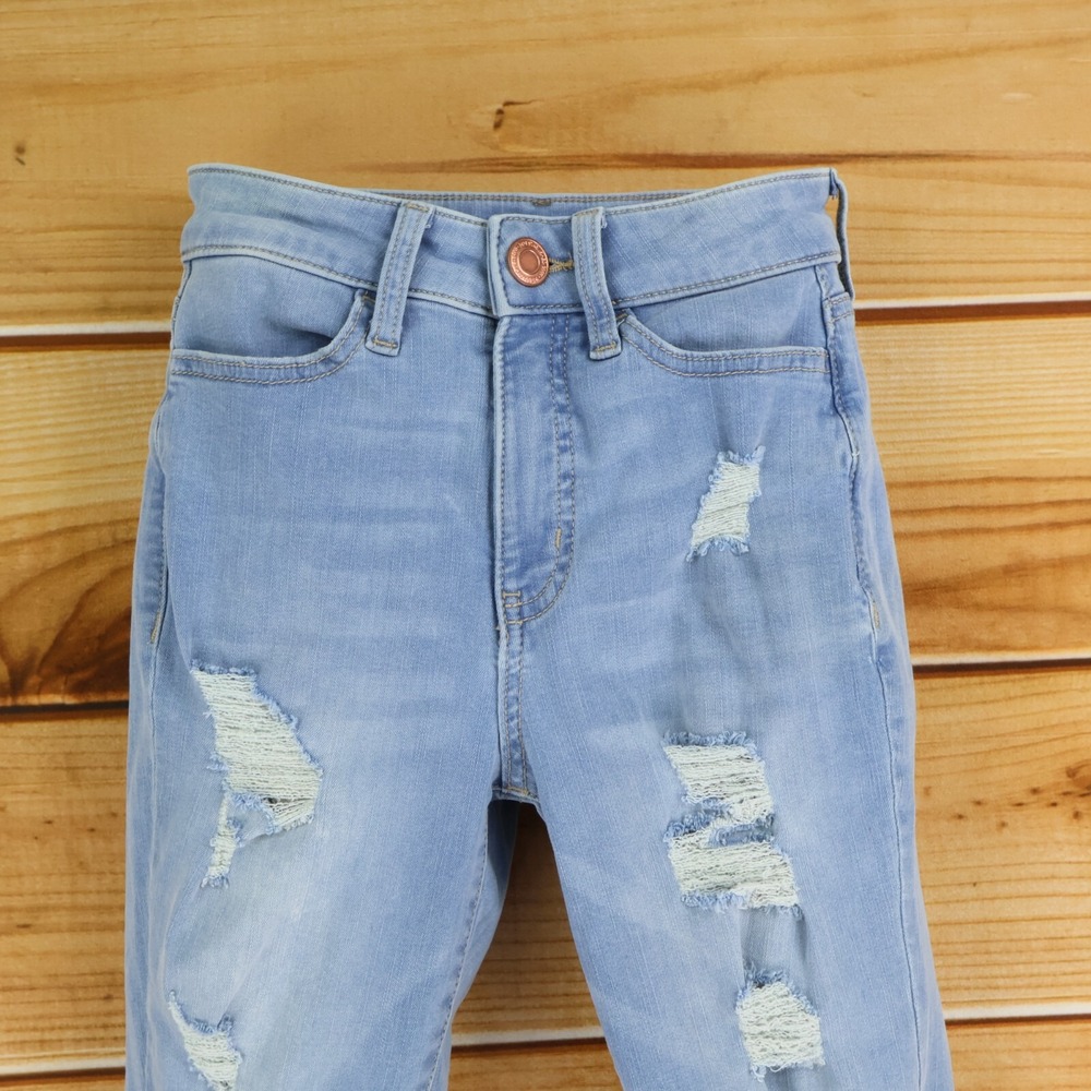 SO Jeggings Jeans Distressed High Rise Curvy Fit Womens Size 0 Blue Light Wash - Picture 4 of 7